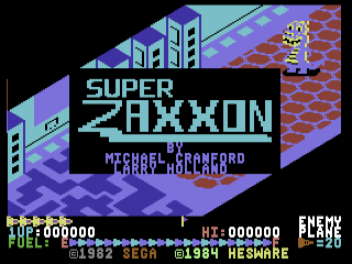 Super Zaxxon title screen for Commodore 64